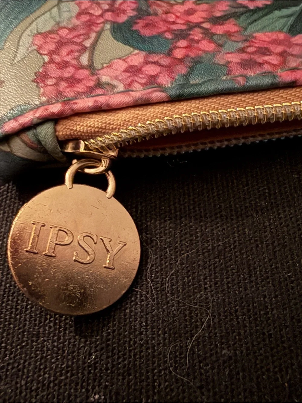 Ipsy Floral Print Zip Clutch in Green and Pink